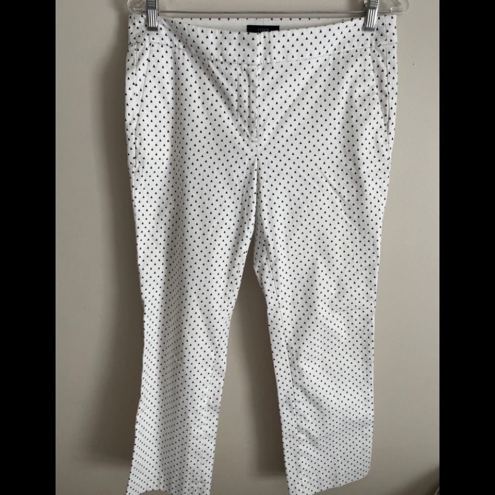 EUC Womens J Crew Campbell Dress Pants White Navy Print EUC sz 6.
